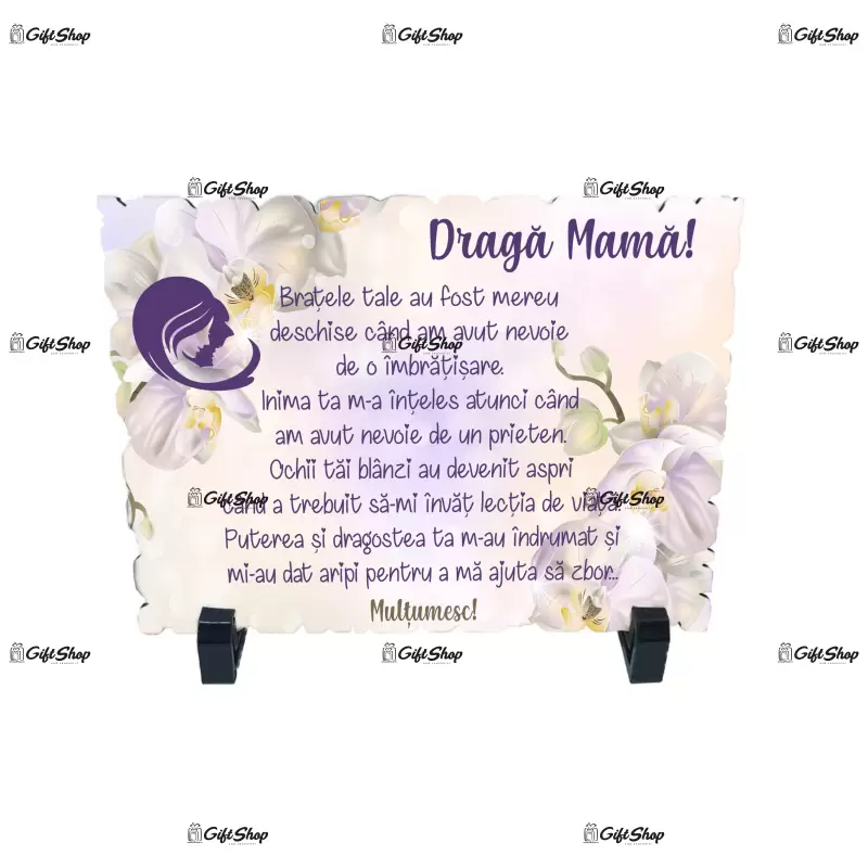 Draga mama, placheta cu mesaj, model a